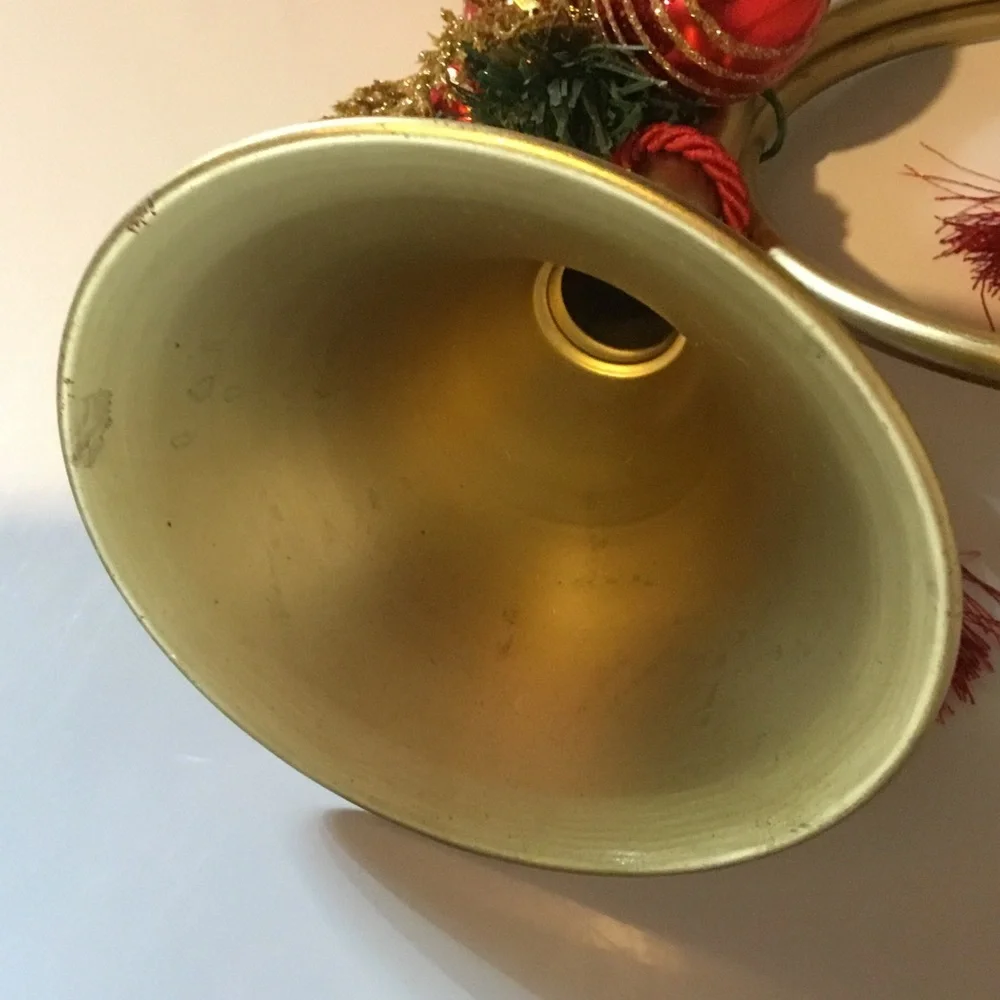 Christmas Decor Festive Gold and Red Decorative French Horn